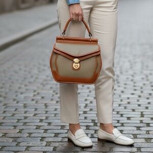 Elegant Tan and Brown Women's Handbag
